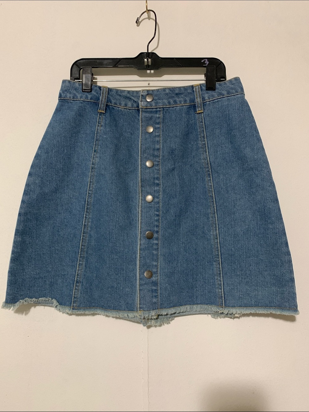 Harper Blue Button-Front Denim Mini Skirt